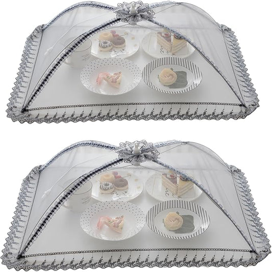 40cmx50cm Large Premium Pop-Up Mesh Screen Food Cover Tent Umbrella, Reusable and Collapsible Outdoor Picnic Food Covers Mesh, Net Food Covers Keep Out Flies, Bugs, Mosquitoes (L025-G4050X2)