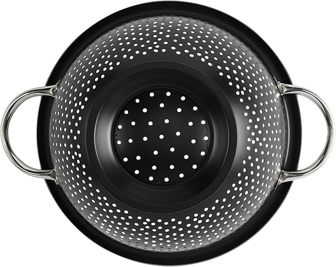 GoodCook Gourmet Colander, 5qt capacity, Stainless Steel with Handles and Elevated Pedestal Foot, Bold Black - Image 3