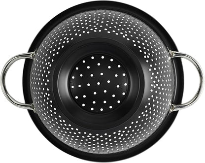 GoodCook Gourmet Colander, 5qt capacity, Stainless Steel with Handles and Elevated Pedestal Foot, Bold Black - Image 3