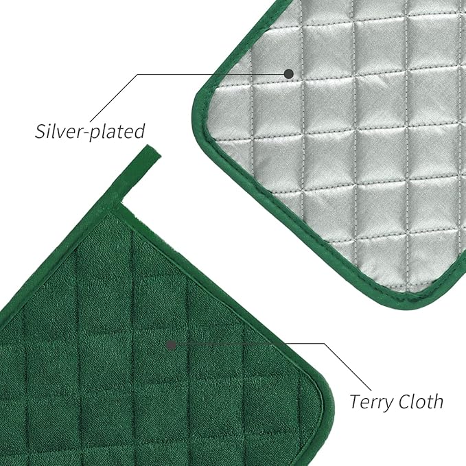 Pot Holders Buffalo Plaid Cotton Heat Resistant Potholder, Pot Holder, Hot Pads, Trivet for Cooking and Baking (5, Dark Green) - Image 3