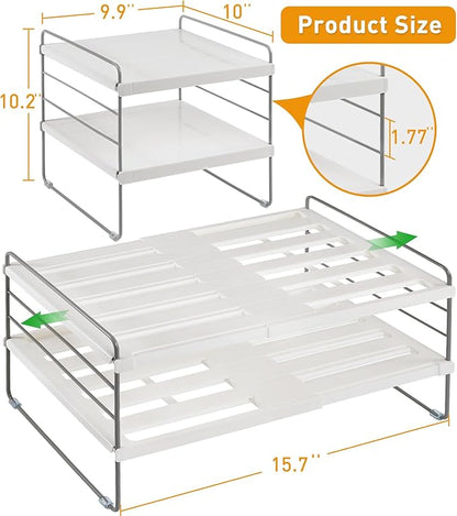 2 Pack Pantry Organization and Storage, Expandable Foil and Plastic Wrap Organizer, Adjustable Kitchen Wrap Organizer Rack for Cabinet, Foil Saran Wrap Holder Shelf for Sandwich Plastic Bags Box, - Image 3