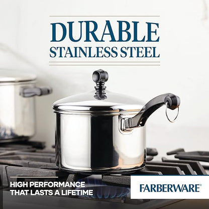 Farberware Classic Stainless Steel 2-Quart Mirror Satin Covered Saucepan, Silver - Image 6