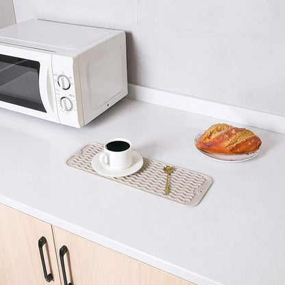 MicoYang Silicone Dish Drying Mat for Multiple Usage,Easy clean,Eco-friendly,Heat-resistant Silicone Mat for Kitchen Counter,Sink,Bar,Bottle,or Cup Tapioca M 17 inches x 6 inches - Image 6
