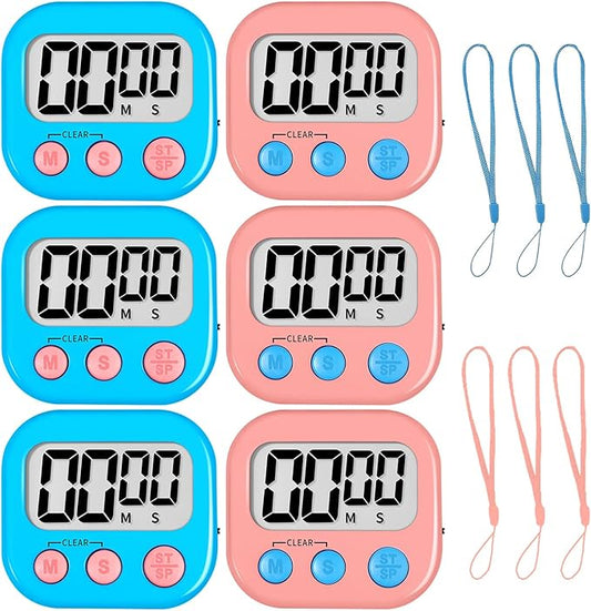 ZILLEEN Classroom Timer for Kids Teachers 6 Pack Digital Timers, Blue & Pink by ZILLEEN