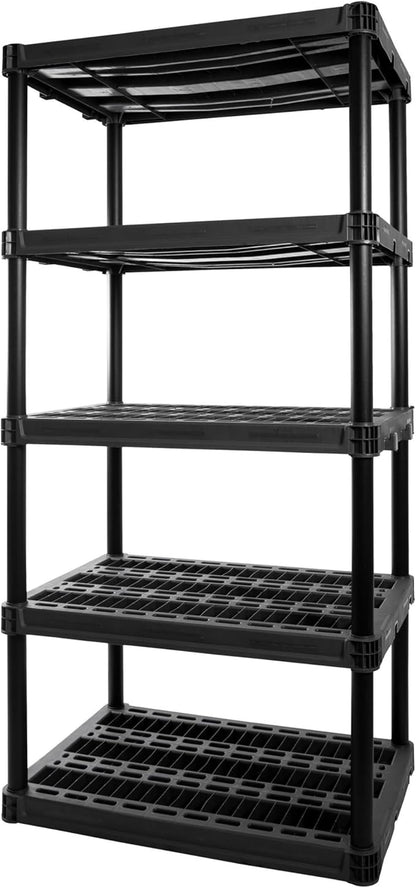 Plano 5-Shelf Extra Heavy Duty Plastic Storage Shelves, 72.5” x 36” x 24”, 1000lb Capacity, Pantry, Office, Closet and Garage Shelves, Easy to Assemble, Durable Plastic Shelving Unit by PLANO%C2%AEOutdoors