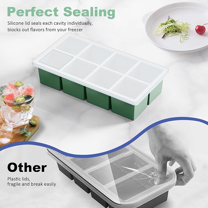 Large Ice Cube Trays for Whiskey: GGOW Big Silicone Ice Cube Trays - Huge Square Ice Cubed Tray for Whisky and Cocktail - Image 4