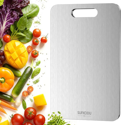 Titanium Cutting Board, 100% Pure Titanium Cutting Boards for Kitchen, Double-sided Titanium Cutting Boards,Separate Raw and Cooked Food Areas,Non-Toxic,Dishwasher Safe 13”L × 8”W by Sufkodu