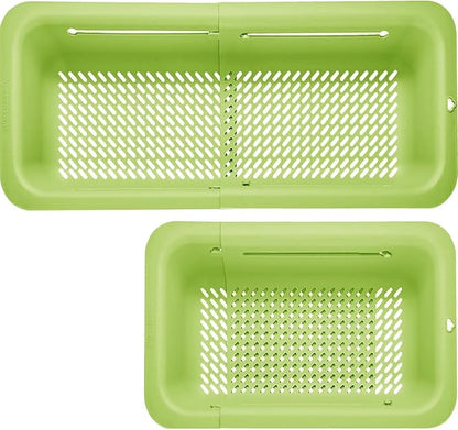 LASSHSWA Collapsible Colander for Kitchen, Over the Sink Strainer Basket for Kitchen, Fruit Pasta Food Strainer Expandable Plastic Colander BPA Free (Green) by LASSHSWA