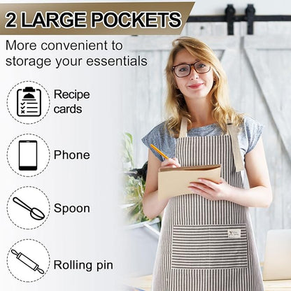 Janmercy 24 Pcs Aprons for Women Men with 2 Pockets Linen Cooking Kitchen Apron Adjustable Bib Chef Apron Bulk Aprons Unisex