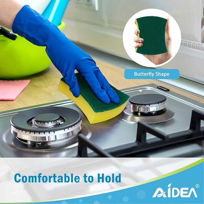 AIDEA Sponges Kitchen, 50 Pack Heavy Duty Dish Sponge, Cleaning Dish Scrubber Sponge for Home and Kitchen, Stink-Free Cleaning Supplies for Pots, Pans - Image 5