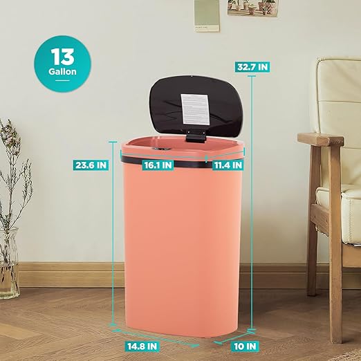 PayLessHere | 13 Gallon Plastic Trash Can | Pink | Automatic Touchless Lid with Motion Sensor | Kitchen Garbage Can with Waterproof Design | for Home, Office, Bathroom | Pack of 2 - Image 7
