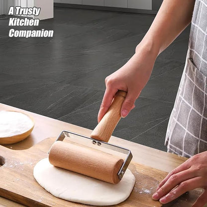 Small Rolling Pin, Wooden Dough Roller, Non-Stick Pizza Roller, T Type Rolling Pins for Kitchen Baking, Pizza Dough Press, 12 x 16.5 cm
