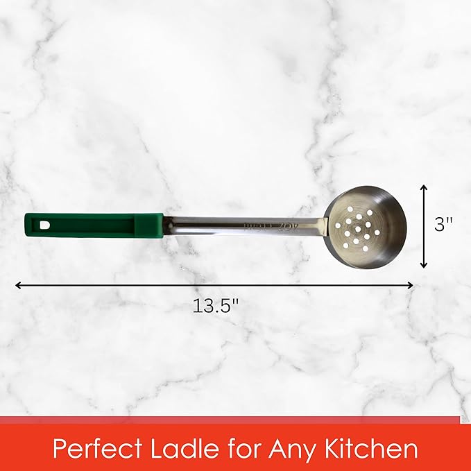 4 Ounce Slotted Stainless Steel Portion Control Ladle Spoon for Measuring and Serving; Commercial Grade Serving Scoops [Pack of 2] - Image 4