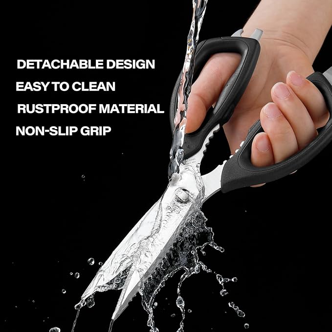 Kitchen Scissors Come Apart Kitchen Shears for Food Heavy Duty Shears for Chicken Bone Nutcracker Bottle Can Opener Shears with Premium Stainless Steel Scissors 02B