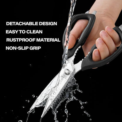 Kitchen Scissors Come Apart Kitchen Shears for Food Heavy Duty Shears for Chicken Bone Nutcracker Bottle Can Opener Shears with Premium Stainless Steel Scissors 02B