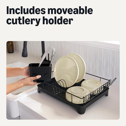 Amazon Basics Stainless Steel Dish Drying Rack, 15.2 x 11.6 x 4 in., Black - Image 5
