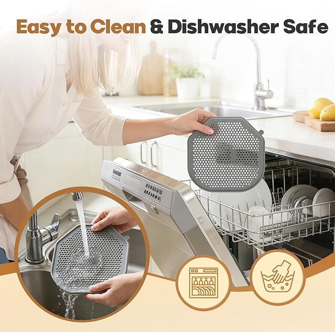 2 PCS Silicone Splatter Shield Heat-Resistant Splash Guard for Ninja Crispi Pro Glass Air Fryer -Replacement Parts AS101CY,Compatible with Ninja Crispi Pro Accessories & Crisp Containers (Grey)