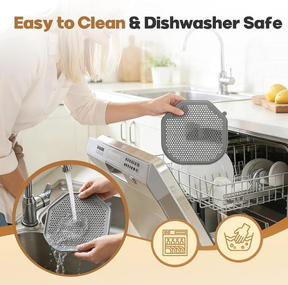 2 PCS Silicone Splatter Shield Heat-Resistant Splash Guard for Ninja Crispi Pro Glass Air Fryer -Replacement Parts AS101CY,Compatible with Ninja Crispi Pro Accessories & Crisp Containers (Grey)