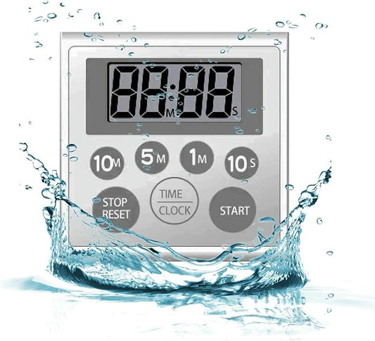 Digital Timer Waterproof Shower Timer Shower Clock Bathroom Kitchen Timer with Strong Magnet and Large LCD Display (Waterproof 7 Key) by NUOSWEK