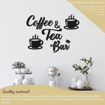 Queekay 7 Pieces Coffee Bar Sign Rustic Wall Decor Art Wooden Sign with Coffee Beans and Cups Decor for Bar Counter Home Office Kitchen - Image 6