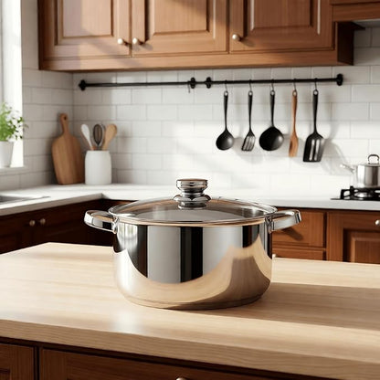10 Quart soup Pot with Glass Lid, Premium Food-Grade Stainless Steel Stock Pot, Large Pot for Cooking Stew, Chili & Canning, All-Stove & Induction Cookware, Dishwasher & Oven Safe - Image 8