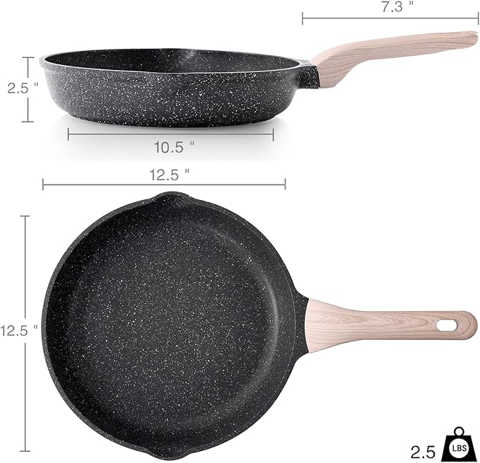 Kordisen Nonstick Frying Pan, 12.5 Inch Large Skillet, Granite Cooking Pan, Healthy and Non Toxic, Induction Compatible, PFOA Free - Image 6