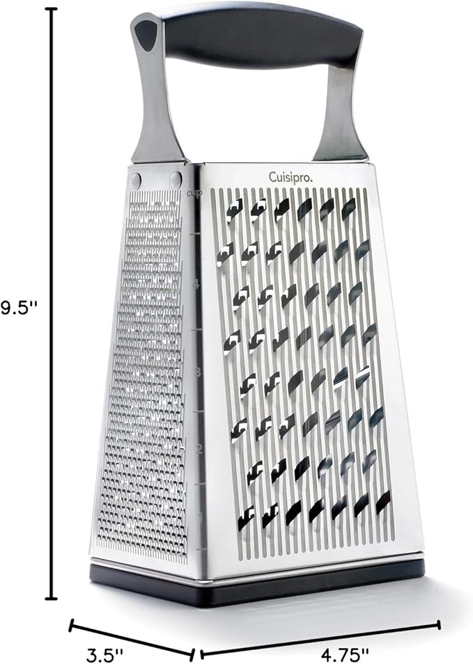 Cuisipro Stainless Steel Cheese Grater with Handle, 4 Sided Box Grater for Kitchen, Ginger Grater Dishwasher Safe, Fruit and Vegetables Slicer, Cheese Shredder for Potato, Chocolate, Parmesan, Ginger - Image 6