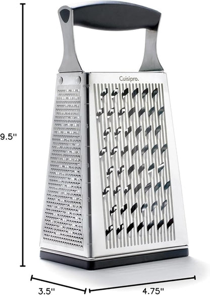 Cuisipro Stainless Steel Cheese Grater with Handle, 4 Sided Box Grater for Kitchen, Ginger Grater Dishwasher Safe, Fruit and Vegetables Slicer, Cheese Shredder for Potato, Chocolate, Parmesan, Ginger - Image 6