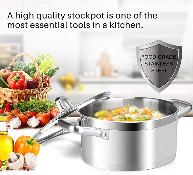 Duxtop Professional Stainless Steel Cookware Induction Ready Impact-bonded Technology (4.2Qt Stockpot) - Image 4