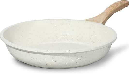 ESLITE LIFE Nonstick Ceramic Frying Pan Skillet, Non-Toxic Egg Omelette Kitchen Cooking Pans Compatible with All Stovetops (Gas, Electric & Induction), PTFE & PFOA Free (White, 11'') by ESLITELIFE