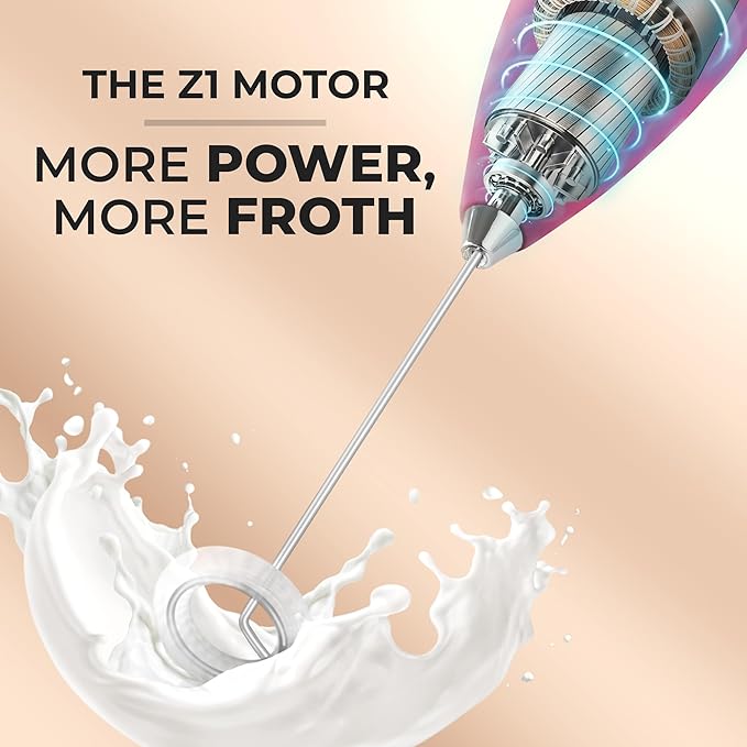 Zulay Kitchen Powerful Milk Frother Wand With 4 AA Duracell Batteries - Ultra Fast Handheld Drink Mixer - Electric Whisk Foam Maker for Coffee, Lattes, Cappuccino, Matcha & Creamer - Dragonfruit - Image 4