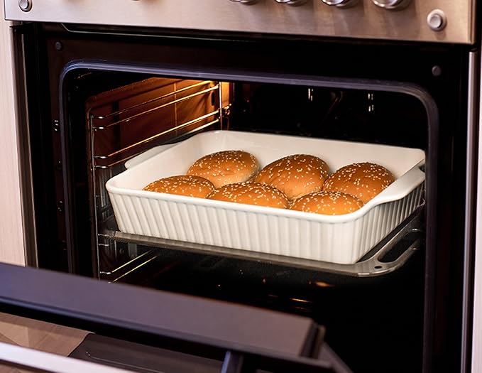 Dizada 9x13 Casserole Dish Set of 2 - Deep 4.2 Qt Porcelain Baking Dishes, Ceramic Bakeware for Lasagna, Roasts, Cake, Oven Microwave Safe(NO LIDS) - Image 3