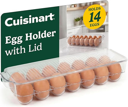 Best Brands Cuisinart Egg Holder for Fridge with Lid – Easy-to-Use Clear Stackable Egg Organizer for Refrigerator Storage, Holds Up to 14 Eggs, Space-Saving Container