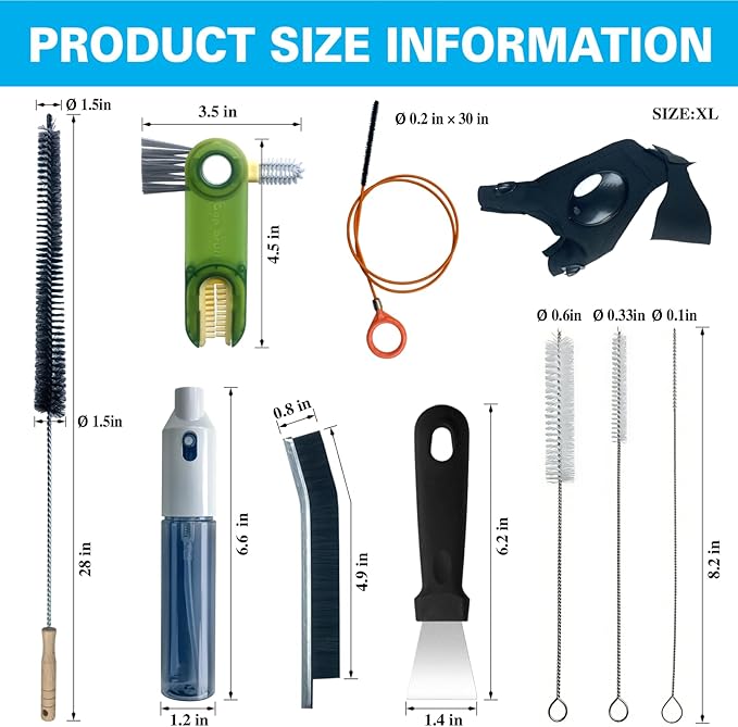13Pcs Deep Crevice Cleaning Brush Set with Flashlight Gloves & Drain Brush - Dryer Vent Cup Lid Straw Gap Cleaning Tools Professional Cleaning Supplies - Image 5