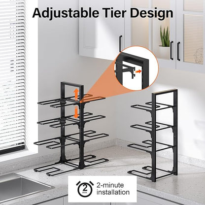 MUDEELA Pots and Pans Organizer under Cabinet 20.8" Height, Heavy Duty Adjustable Pot Pan Organizers inside Cabinet, 8-Tier Kitchen Cabinet Organizers and Storage for Big Stockpots, Heavy Cookware - Image 5
