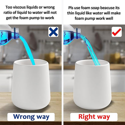 Soap Foaming Dispenser Ceramic with Easy-to-Press Pump Hand Foam Dispenser for Shampoo Bathroom Kitchen Hotel 12 oz