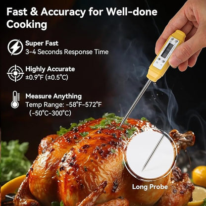 Akozon Digital Food Thermometer Automatic Calibration Pen High Accuracy Electronic Pocket Thermometer Yellow Home and Family Appliance and Decor - Image 2