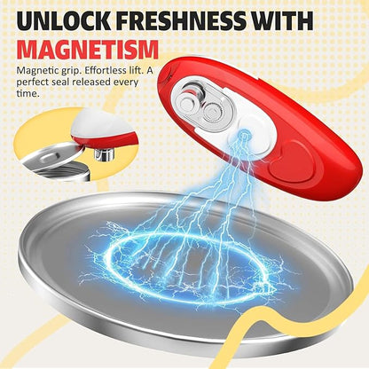 Handsfree One Touch Electric Can Opener, Smooth Edge Automatic Can Opener Fits All Can Sizes, Handheld Battery Operated Easy and Safe Kitchen Gadget for Seniors with Arthritis
