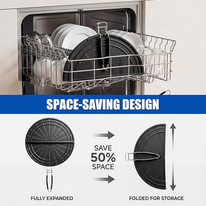 Snowyee Foldable Splatter Screen for Frying Pan, Silicone Grease Splatter Guard Include 3 Different Size 13/11.42/9.84 inch or 33/29 / 25 cm for Kitchen Cooking Pan Cover (1 Piece/Black) - Image 3