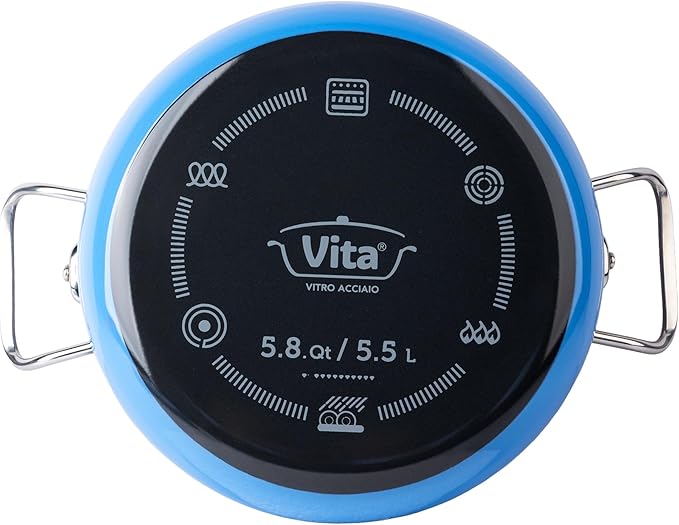 VITA 6-Quart Dutch Oven (Blue) with Lid for All Stove Tops (Enamel on Steel) Dishwasher & Oven Safe up to 500 ℉ - Quick & Even Heat Distribution - Enameled Interior is Non-Reactive & Easy to Clean - Image 4