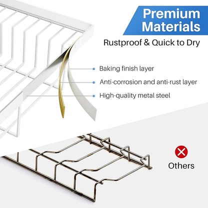 SNTD Over The Sink Dish Drying Rack - Adjustable Dish Rack for Kitchen Counter, Metal (White) - Image 7