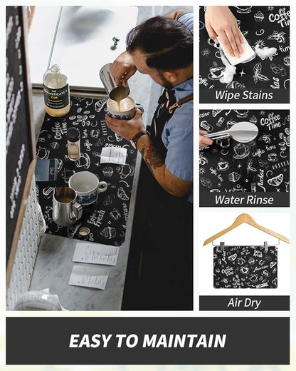 AMOAMI Coffee Mat Hide Stain Rubber Backed Absorbent Dish Drying Mat for Kitchen Counter - Fits Under Coffee Maker & Espresso Machine (16X24, Ink) - Image 2