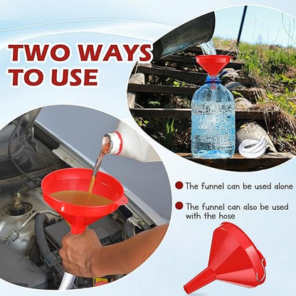 Long Funnel for Transmission Fluid 3.28 Foot Clear Tubing Plastic Wide Mouth Oil Funnel with Hose Flexible for Car, Engine, Gas, Water, Fluid