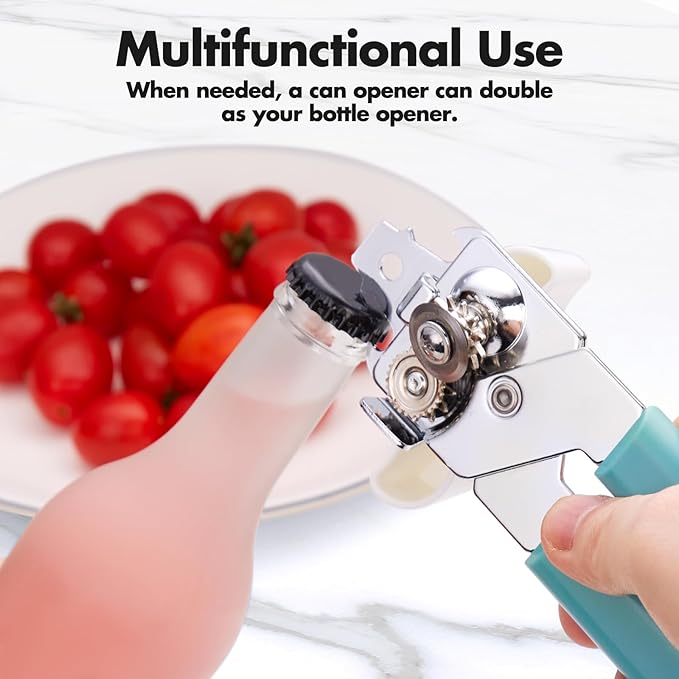 Can Opener Manual, COKORA Can Openers Hand Held with Comfort Anti-Slip Handles, Heavy Duty Stainless Steel Can Opener Smooth Edge and Bottle Openers, Easy Turn Can Openers for Seniors, Kitchen, Green - Image 6