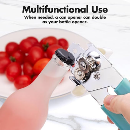 Can Opener Manual, COKORA Can Openers Hand Held with Comfort Anti-Slip Handles, Heavy Duty Stainless Steel Can Opener Smooth Edge and Bottle Openers, Easy Turn Can Openers for Seniors, Kitchen, Green - Image 6