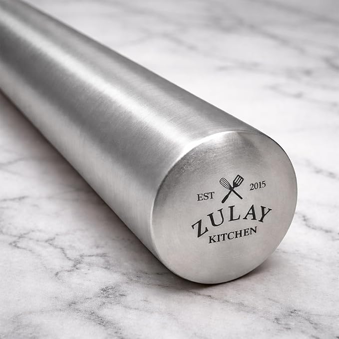 Zulay Kitchen 15.9 inch Professional Stainless Steel Rolling Pin - Lightweight Metal French Rolling Pin - Perfect for Baking, Fondant, Pizza Dough Roller, Dumpling - Image 5