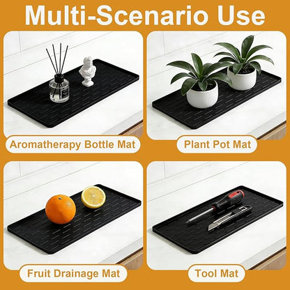 Silicone Coffee Mat, 16"X7" Heat-Resistant,Eco-friendly,Hygienic Drying Pad,Leak-Proof and Non-Slip,Removable Silicone Mat with Concave and Convex Design,（Black 16X7） - Image 4