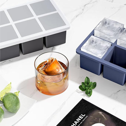 Large Ice Cube Tray for Whiskey: FDDBI Big Square Ice Cube Maker for Cocktail - 3Pack Silicone Old Fashioned Ice Cube Trays - 2inch Huge Cubed Ice Trays for Whisky - Image 2