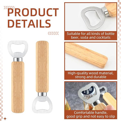 20 Pcs Wooden Bottle Opener Bulk Wooden Beer Opener Engravable DIY Bottle Opener for Gift Wedding Party Restaurant (20 Pcs) - Image 3