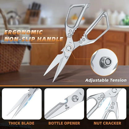 Kitchen Scissors All Purpose - Heavy Duty Poultry Shears, Ultra Sharp Japanese Steel Cooking Scissors for Food, Dishwasher Safe - Image 3